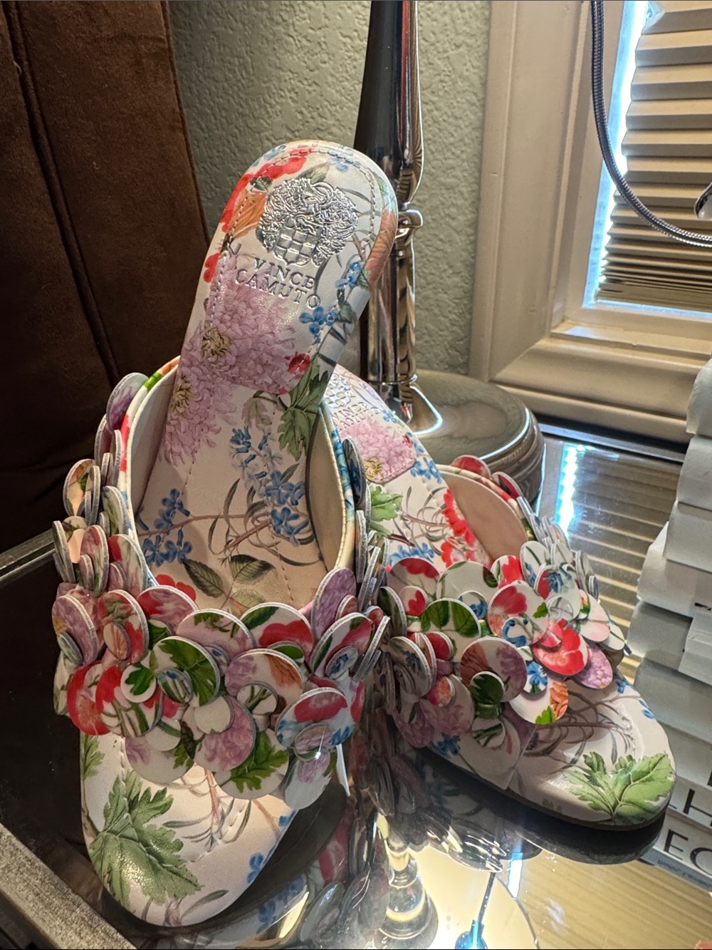 Vince Camuto Multicolor Floral Embellished Slide Sandals